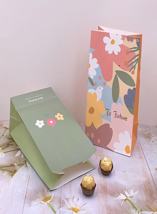 Suponey 12PCS Paper Gift Bags Floral Paper Bags Party Favor Bag Flower Treat Bag with Stickers - Image 3